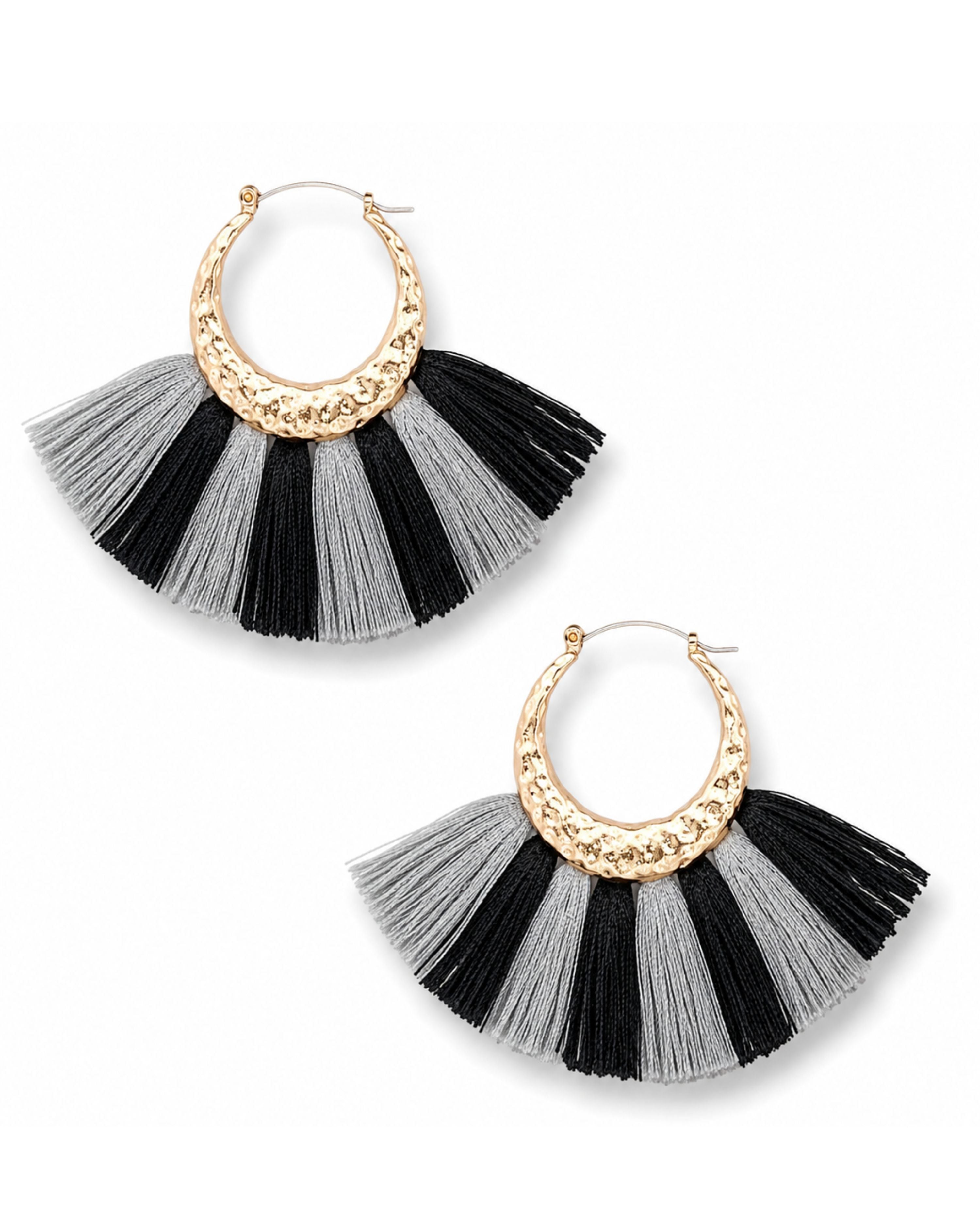 Looking Out Tassel Earrings: Black/Grey-earrings-privityboutique.com-Privity Boutique, Women’s Fashion Boutique in Mesa, Arizona