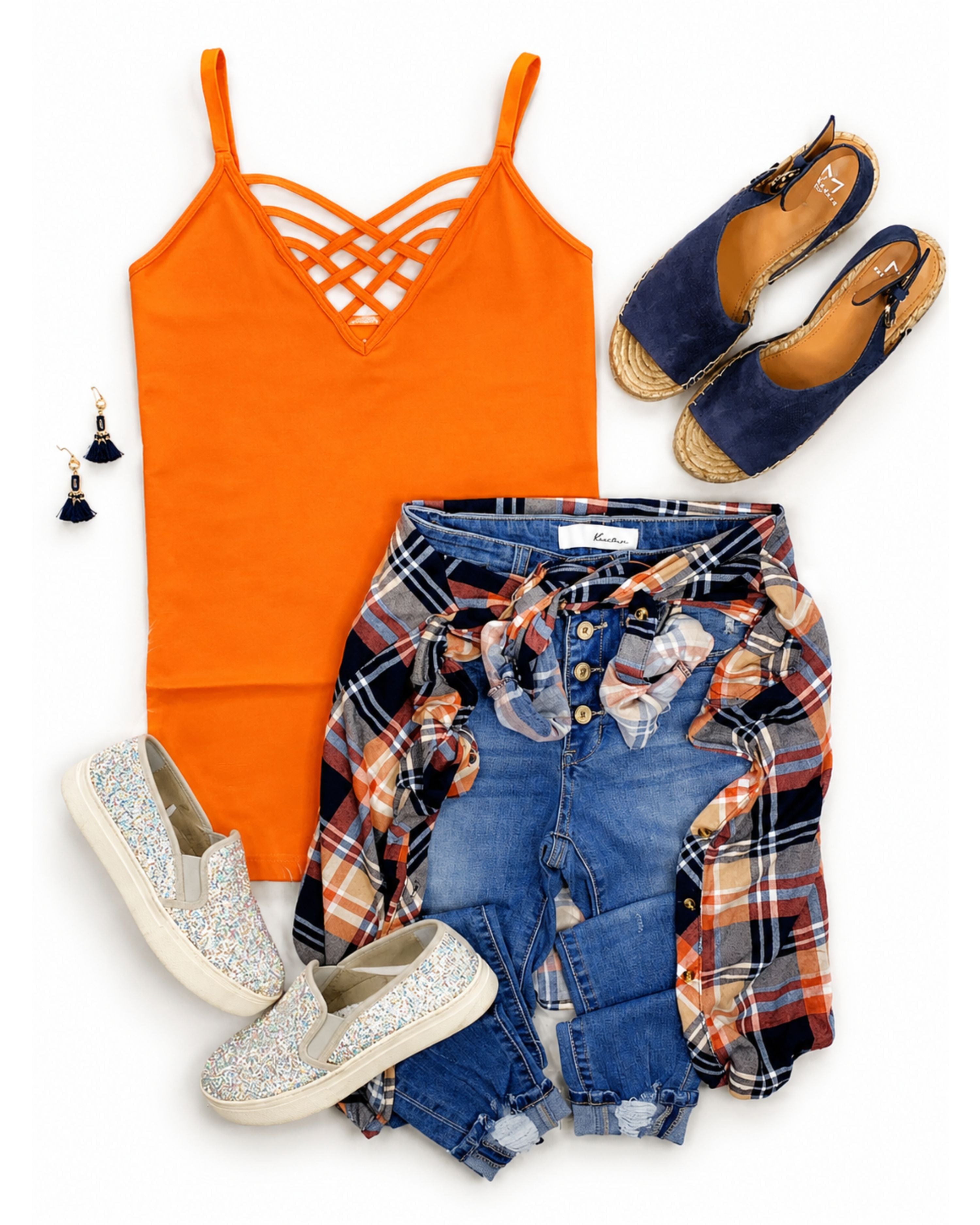 Long Caged Cami - Orange-cami-privityboutique-Privity Boutique, Women’s Fashion Boutique in Mesa, Arizona