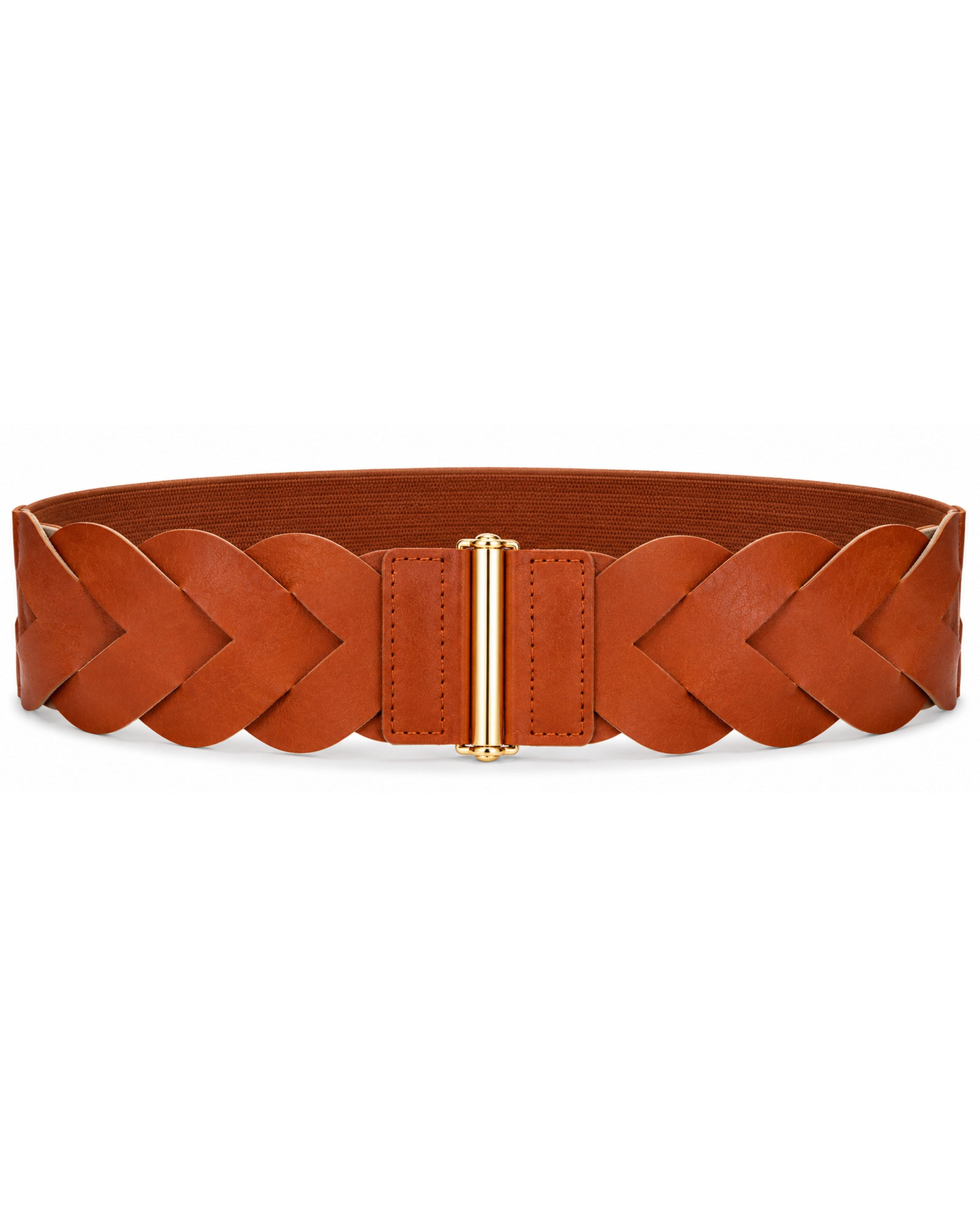 Campbell Brown moving stretch belt with gold tone buckle