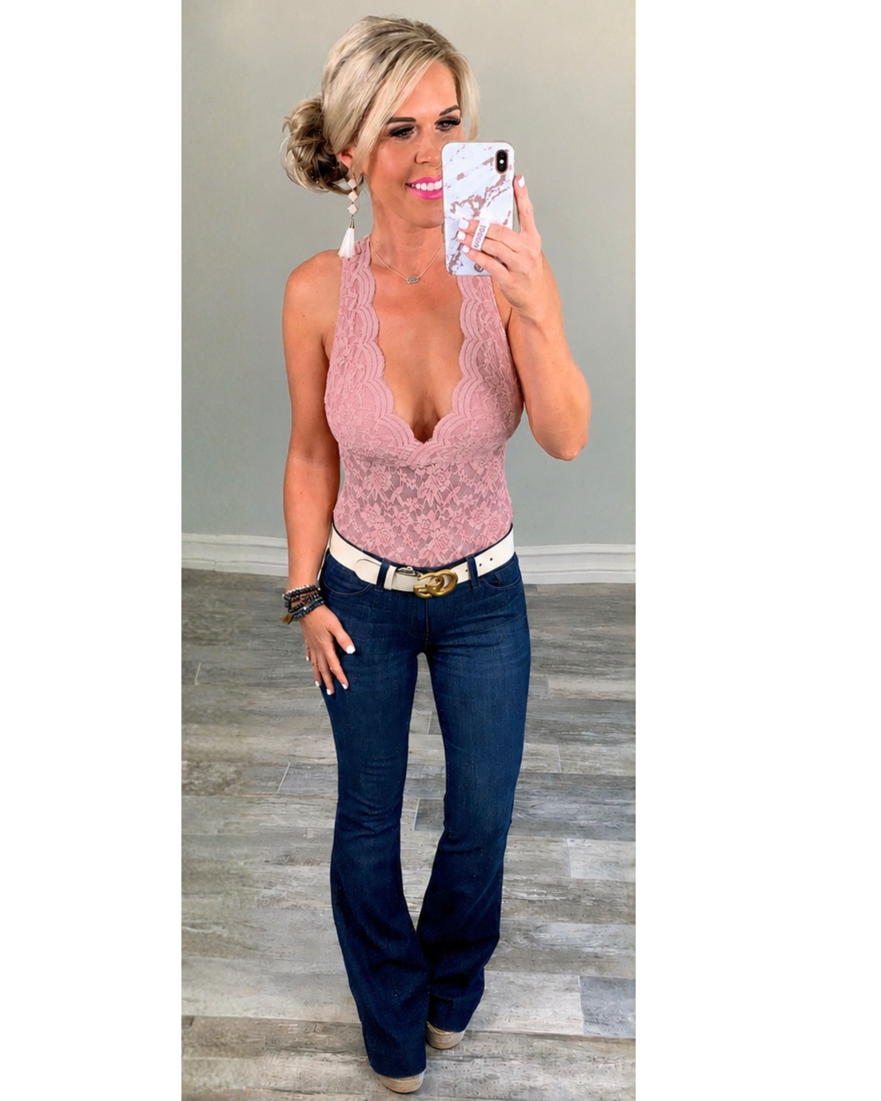 Little Bit of Lace Bodysuit - Rose-Bodysuit-privityboutique.com-Privity Boutique, Women’s Fashion Boutique in Mesa, Arizona