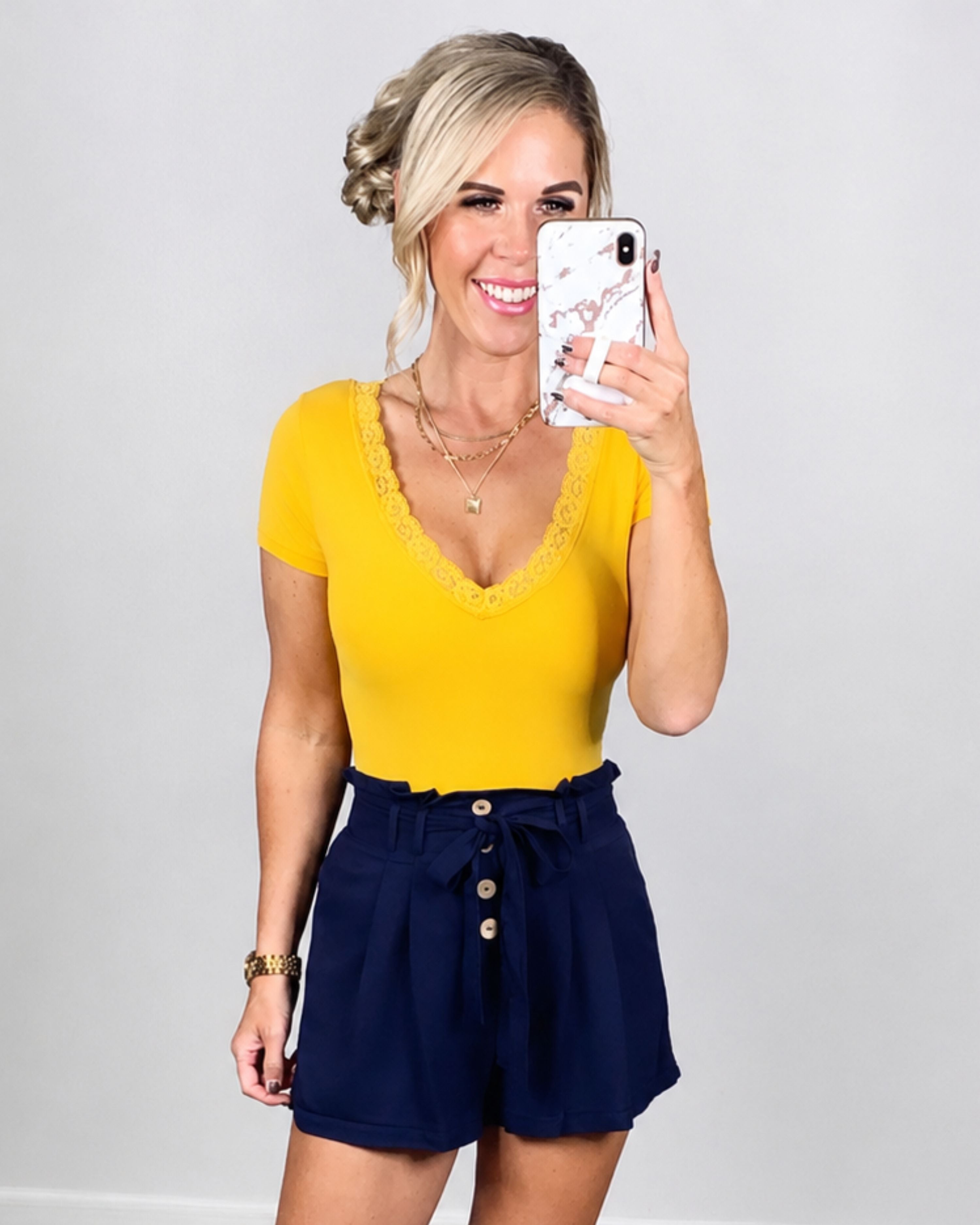 Lace Trim Bodysuit - Mustard-Bodysuit-privityboutique-Privity Boutique, Women’s Fashion Boutique in Mesa, Arizona