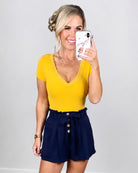 Lace Trim Bodysuit - Mustard-Bodysuit-privityboutique-Privity Boutique, Women’s Fashion Boutique in Mesa, Arizona