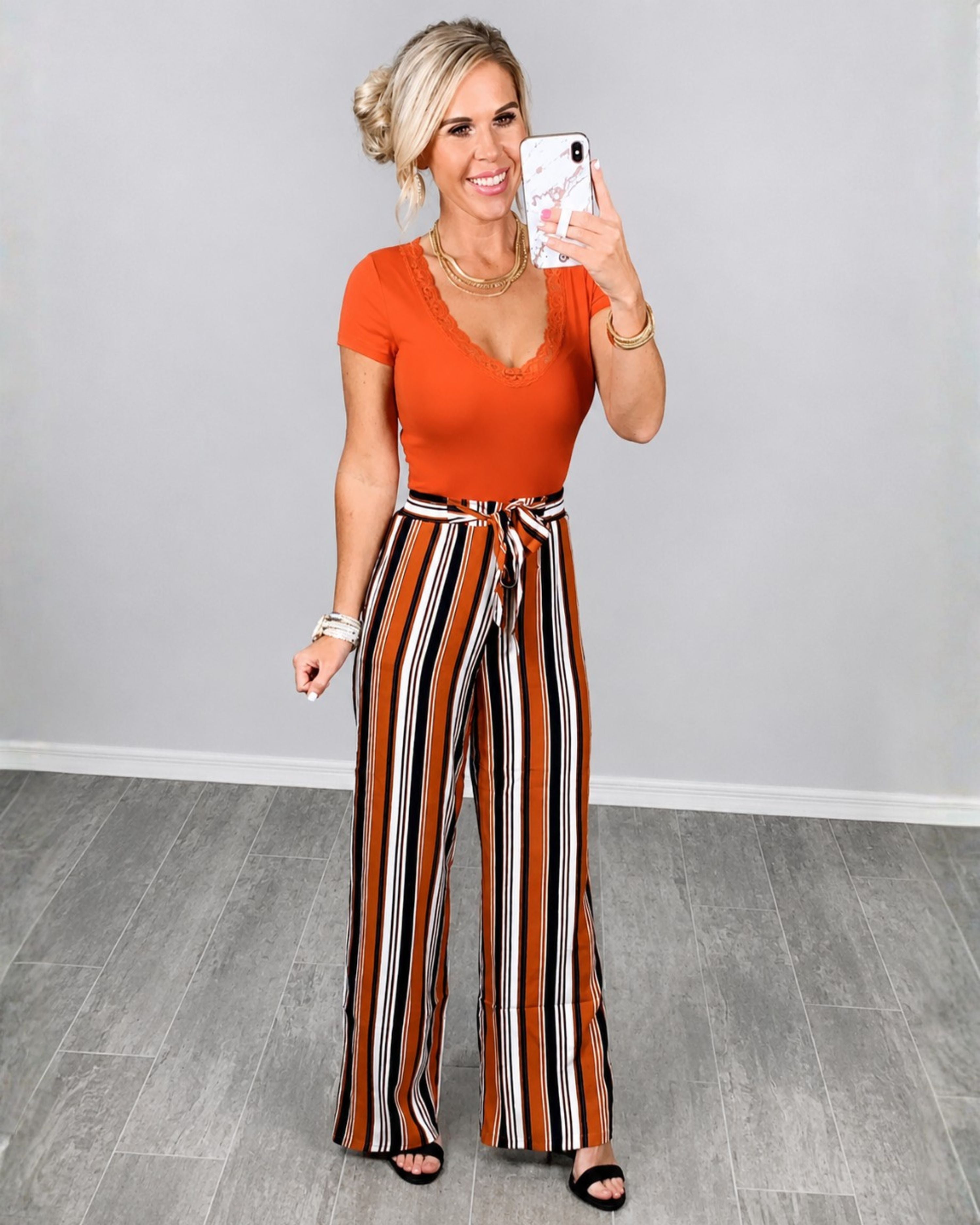 Something to Ponder Striped Pants - Rust-Palazzo Pants-privityboutique.com-Privity Boutique, Women’s Fashion Boutique in Mesa, Arizona