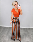 Something to Ponder Striped Pants - Rust-Palazzo Pants-privityboutique.com-Privity Boutique, Women’s Fashion Boutique in Mesa, Arizona