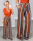 Something to Ponder Striped Pants - Rust-Palazzo Pants-privityboutique.com-Privity Boutique, Women’s Fashion Boutique in Mesa, Arizona
