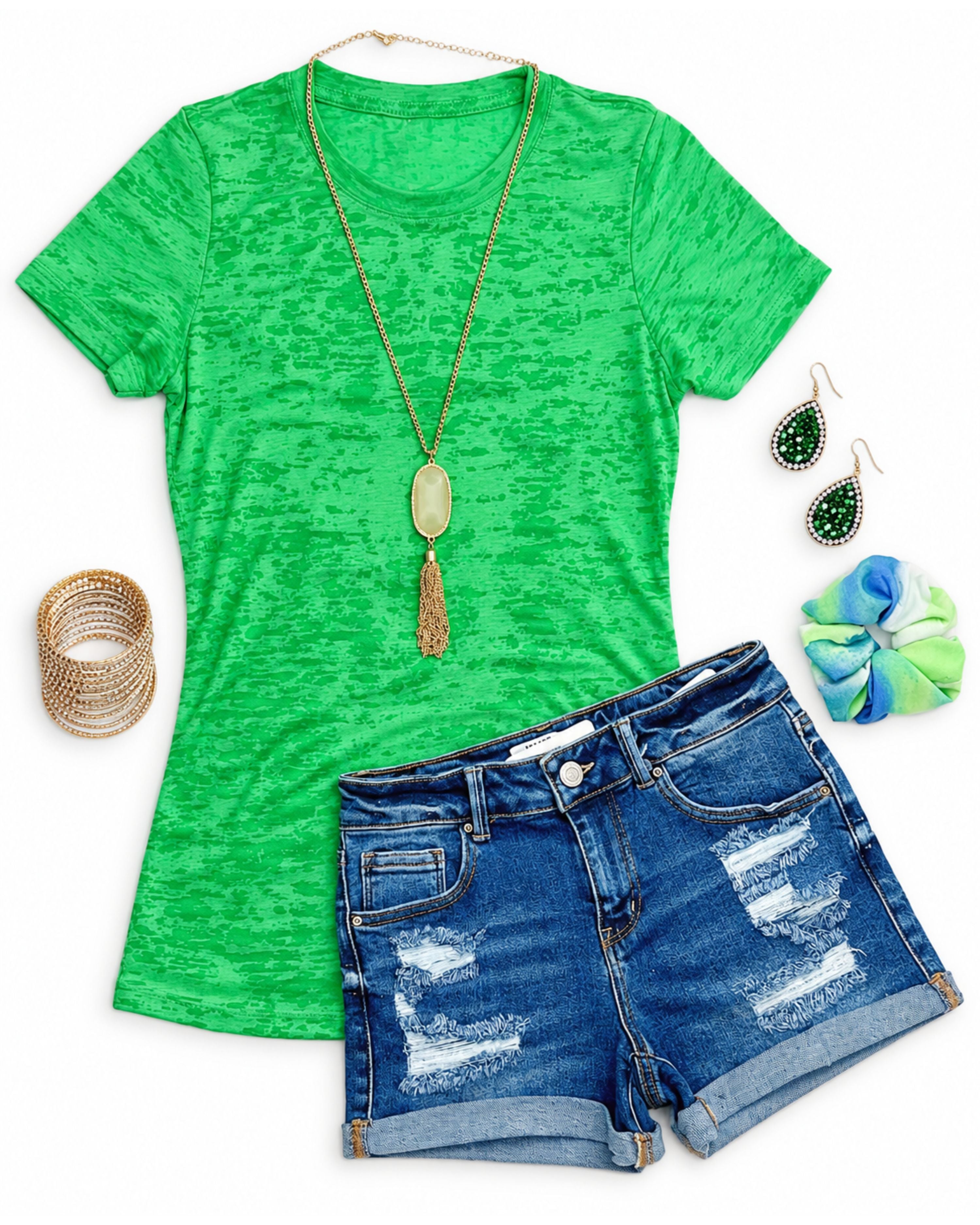 BASIC BURNOUT TEE - GREEN-Top-privityboutique.com-Privity Boutique, Women’s Fashion Boutique in Mesa, Arizona