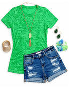 BASIC BURNOUT TEE - GREEN-Top-privityboutique.com-Privity Boutique, Women’s Fashion Boutique in Mesa, Arizona