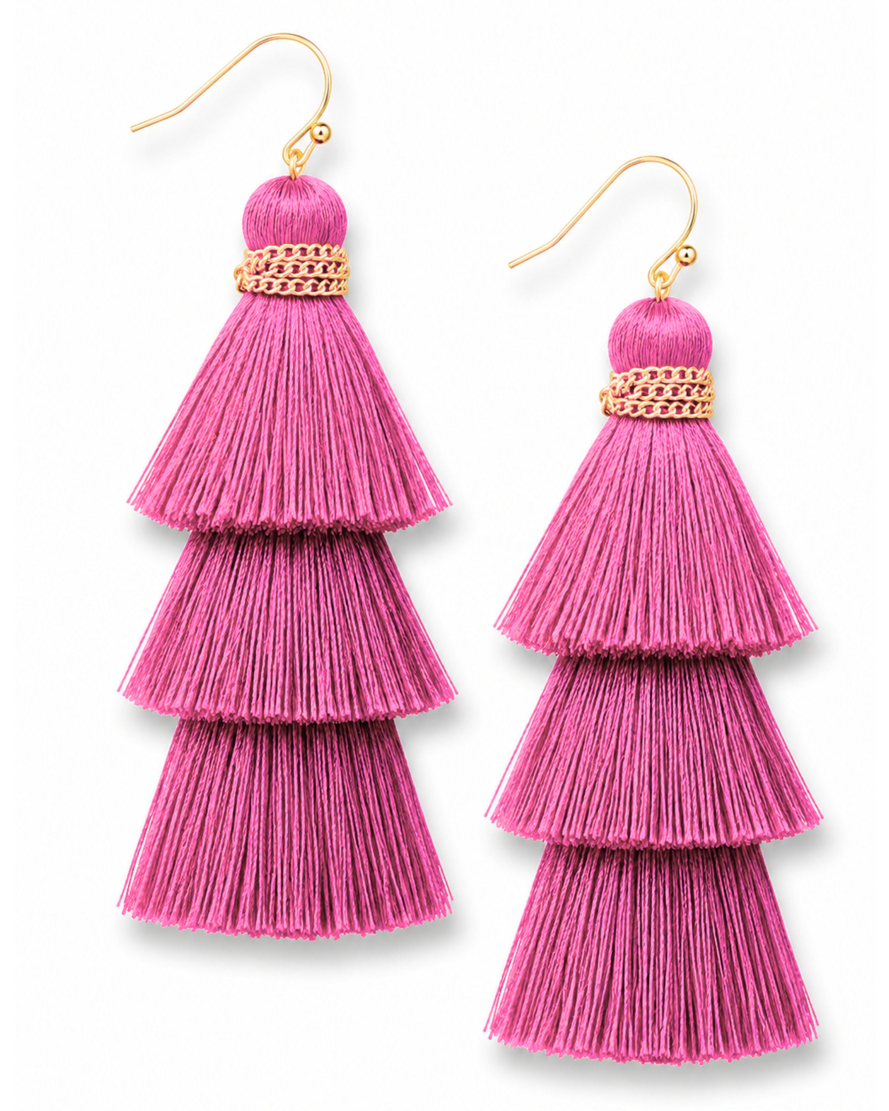 Party of Three Tassel Earrings - Pink-earrings-privityboutique.com-Privity Boutique, Women’s Fashion Boutique in Mesa, Arizona