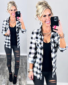 Penny Plaid Flannel Top - Black/White/Grey-flannel-privityboutique-Privity Boutique, Women’s Fashion Boutique in Mesa, Arizona