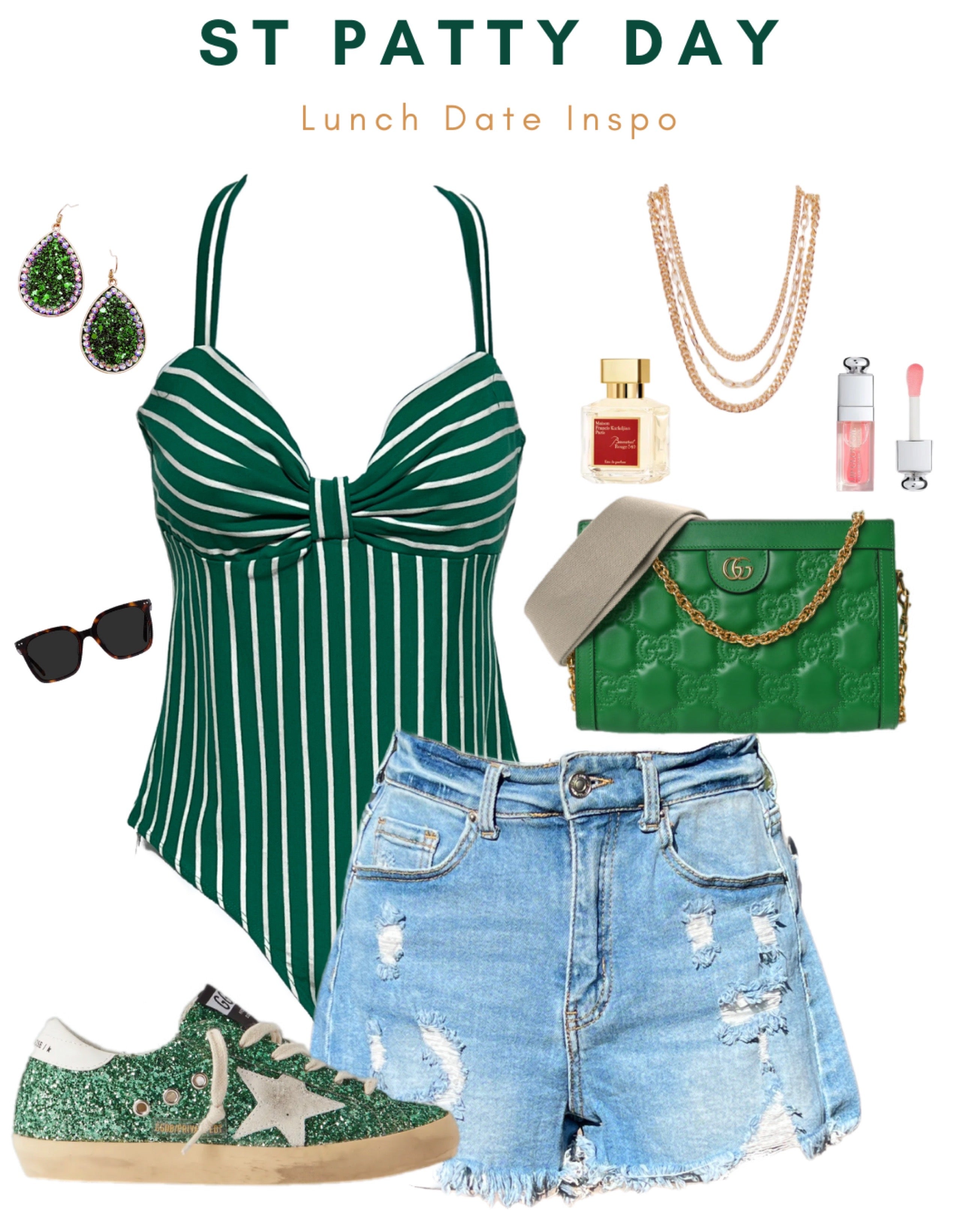 Striped Bow Bodysuit: Green-Top-privityboutique.com-Privity Boutique, Women’s Fashion Boutique in Mesa, Arizona