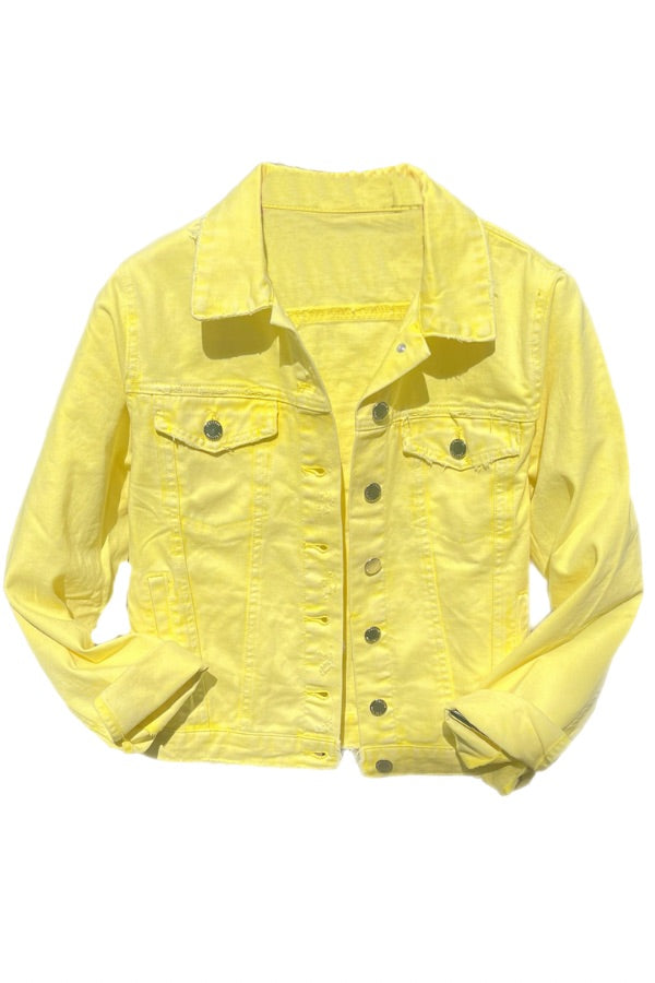 Bright Yellow Washed Jacket-Top-privityboutique.com-Privity Boutique, Women’s Fashion Boutique in Mesa, Arizona