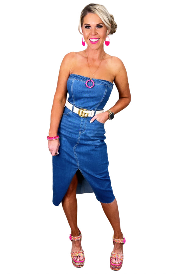 Take A Minute Denim Jean Dress-Jumpsuits-privityboutique.com-Privity Boutique, Women’s Fashion Boutique in Mesa, Arizona