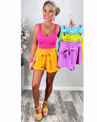 State Of Mind Belted Shorts - Orange-Dress-privityboutique.com-Privity Boutique, Women’s Fashion Boutique in Mesa, Arizona