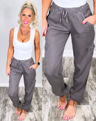 Cargo Jogger Pants - Grey-palazzo-privityboutique.com-Privity Boutique, Women’s Fashion Boutique in Mesa, Arizona