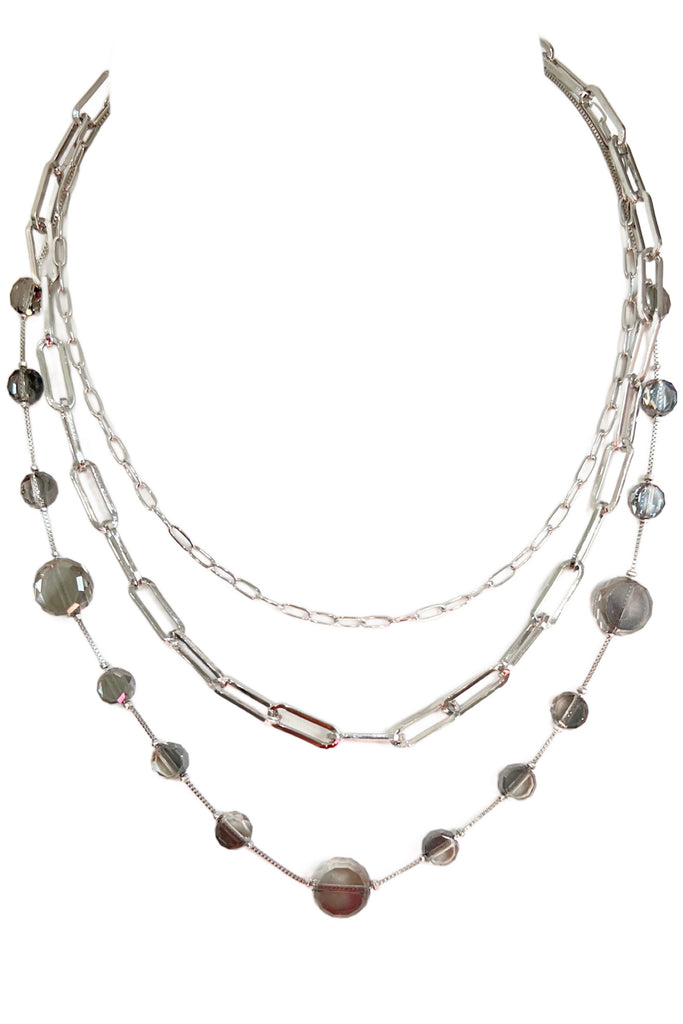 Thru The Glass Layered Silver Chain Necklace-beaded tassel necklace-privityboutique.com-Privity Boutique, Women’s Fashion Boutique in Mesa, Arizona