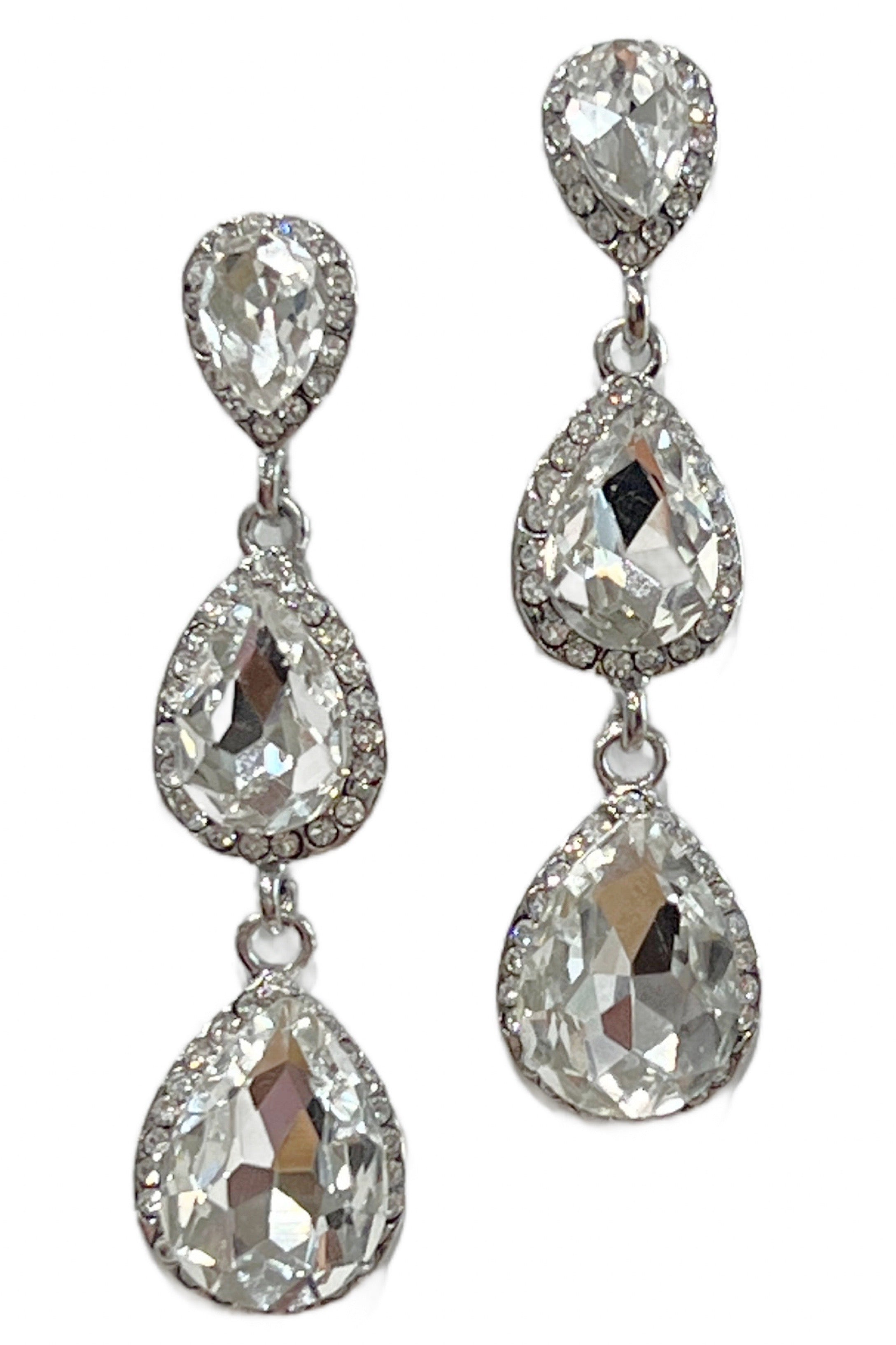 Own The Night Rhinestone Earrings - Silver-earrings-privityboutique.com-Privity Boutique, Women’s Fashion Boutique in Mesa, Arizona