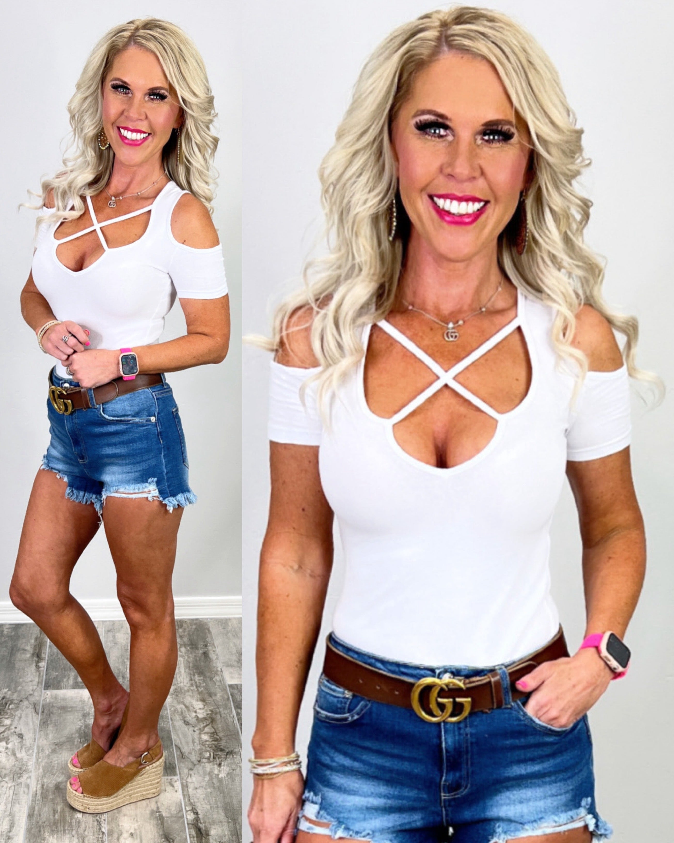 Caged Cold Shoulder Top - White-Top-privityboutique-Privity Boutique, Women’s Fashion Boutique in Mesa, Arizona