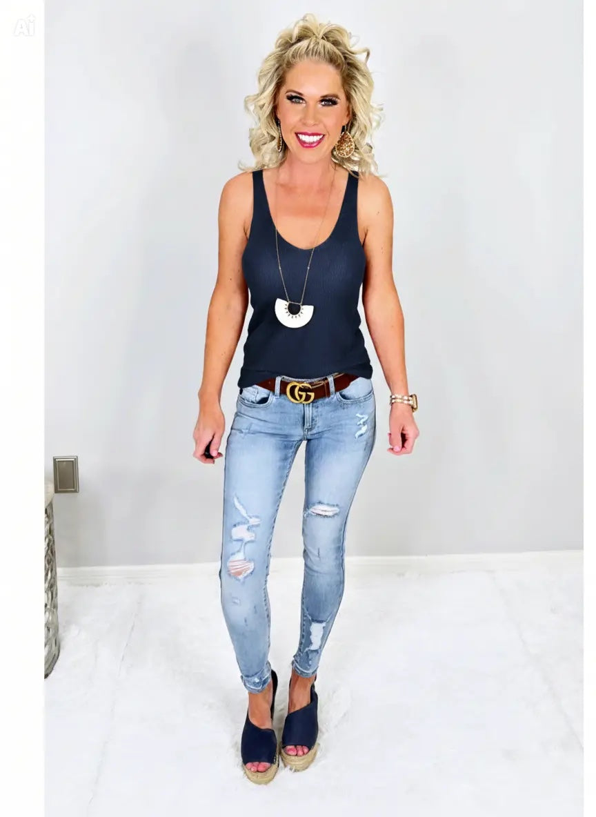 Comfort & Ease Tank - Navy-Top-privityboutique-Privity Boutique, Women’s Fashion Boutique in Mesa, Arizona