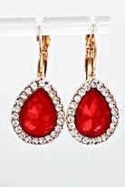 Red Rhinestone Teardrop Earrings-earrings-privityboutique.com-Privity Boutique, Women’s Fashion Boutique in Mesa, Arizona