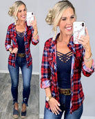 Penny Plaid Flannel Top - Red/Navy-flannel-privityboutique-Privity Boutique, Women’s Fashion Boutique in Mesa, Arizona