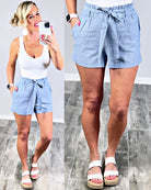 Know My Worth Striped Chambray Shorts-shorts-privityboutique.com-Privity Boutique, Women’s Fashion Boutique in Mesa, Arizona