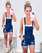 Distressed Denim Pocket Overalls - Dark-overalls-privityboutique.com-Privity Boutique, Women’s Fashion Boutique in Mesa, Arizona