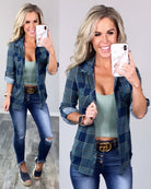 Penny Plaid Flannel Top - Teal/Navy-flannel-privityboutique-Privity Boutique, Women’s Fashion Boutique in Mesa, Arizona