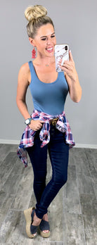 Basic Scoop Tank - Steel Blue-Top-privityboutique.com-Privity Boutique, Women’s Fashion Boutique in Mesa, Arizona