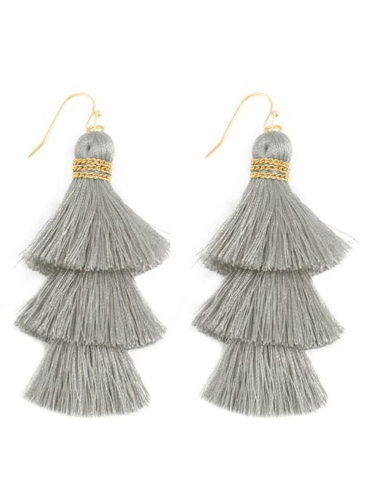 Party of Three Tassel Earrings - Grey-earrings-privityboutique.com-Privity Boutique, Women’s Fashion Boutique in Mesa, Arizona