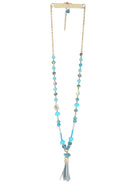 Leather Tassel Necklace: Blue-privityboutique-Privity Boutique, Women’s Fashion Boutique in Mesa, Arizona