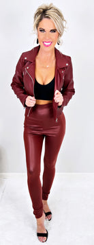 Breaking Promises Faux Leather Jacket - Burgundy-Top-privityboutique.com-Privity Boutique, Women’s Fashion Boutique in Mesa, Arizona