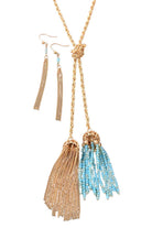 Double Down Tassel Necklace: Blue-privityboutique-Privity Boutique, Women’s Fashion Boutique in Mesa, Arizona