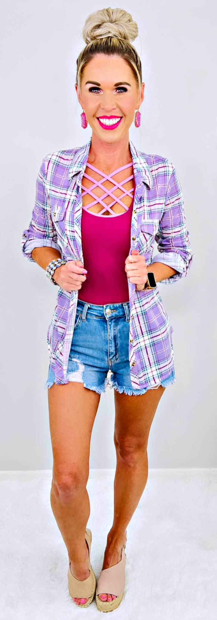 Penny Plaid Flannel Top - Lavender-flannel-privityboutique-Privity Boutique, Women’s Fashion Boutique in Mesa, Arizona