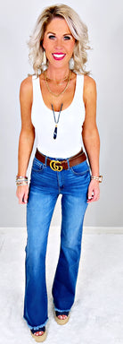 Taking On The Town Fray Hem Flare Jeans-privityboutique-Privity Boutique, Women’s Fashion Boutique in Mesa, Arizona