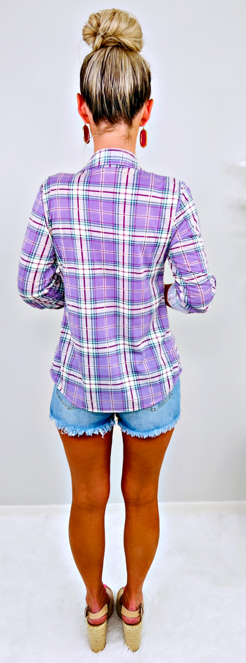 Penny Plaid Flannel Top - Lavender-flannel-privityboutique-Privity Boutique, Women’s Fashion Boutique in Mesa, Arizona