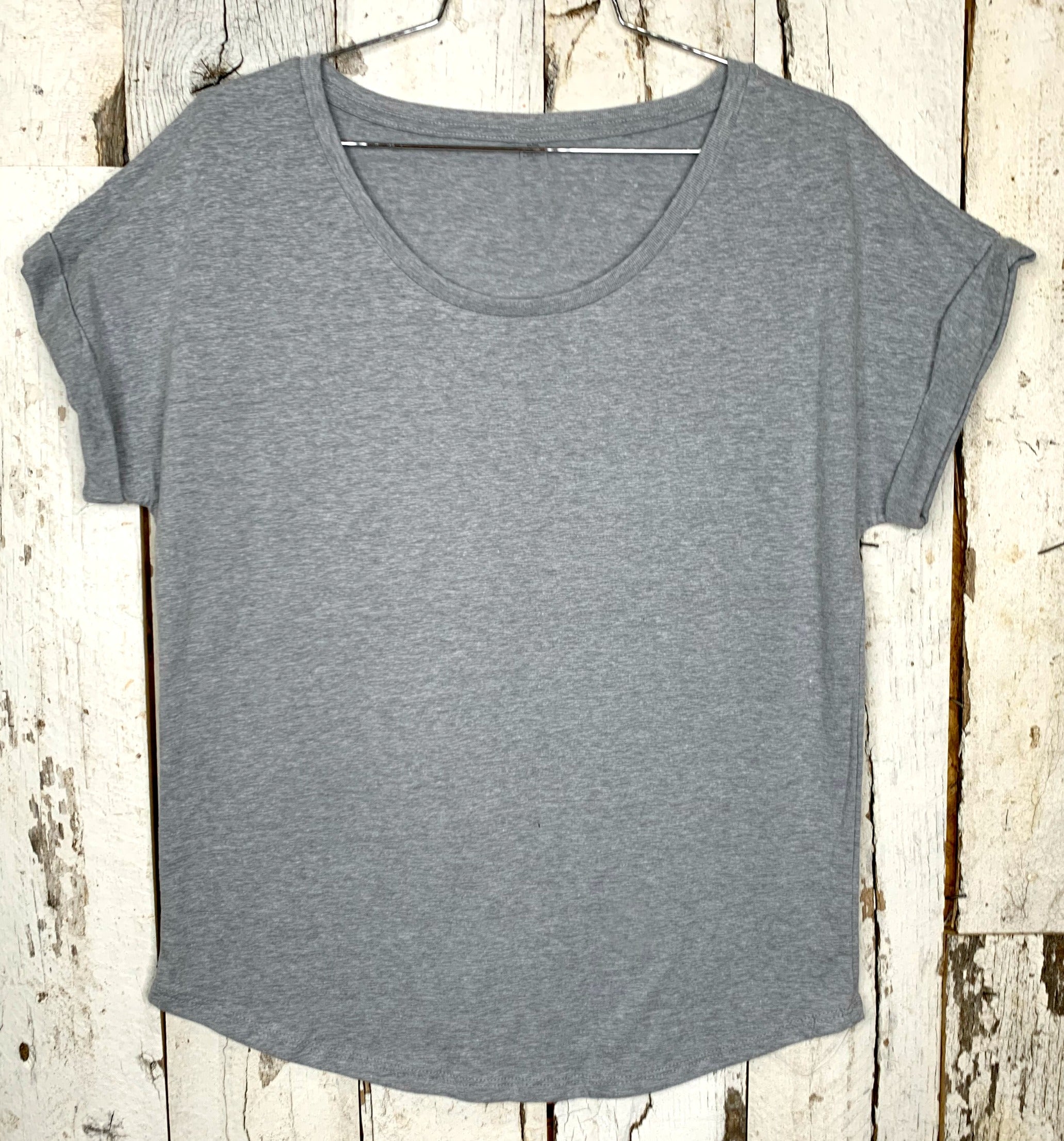 Practically Perfect Rolled Sleeve Tee - Grey-Top-privityboutique.com-Privity Boutique, Women’s Fashion Boutique in Mesa, Arizona