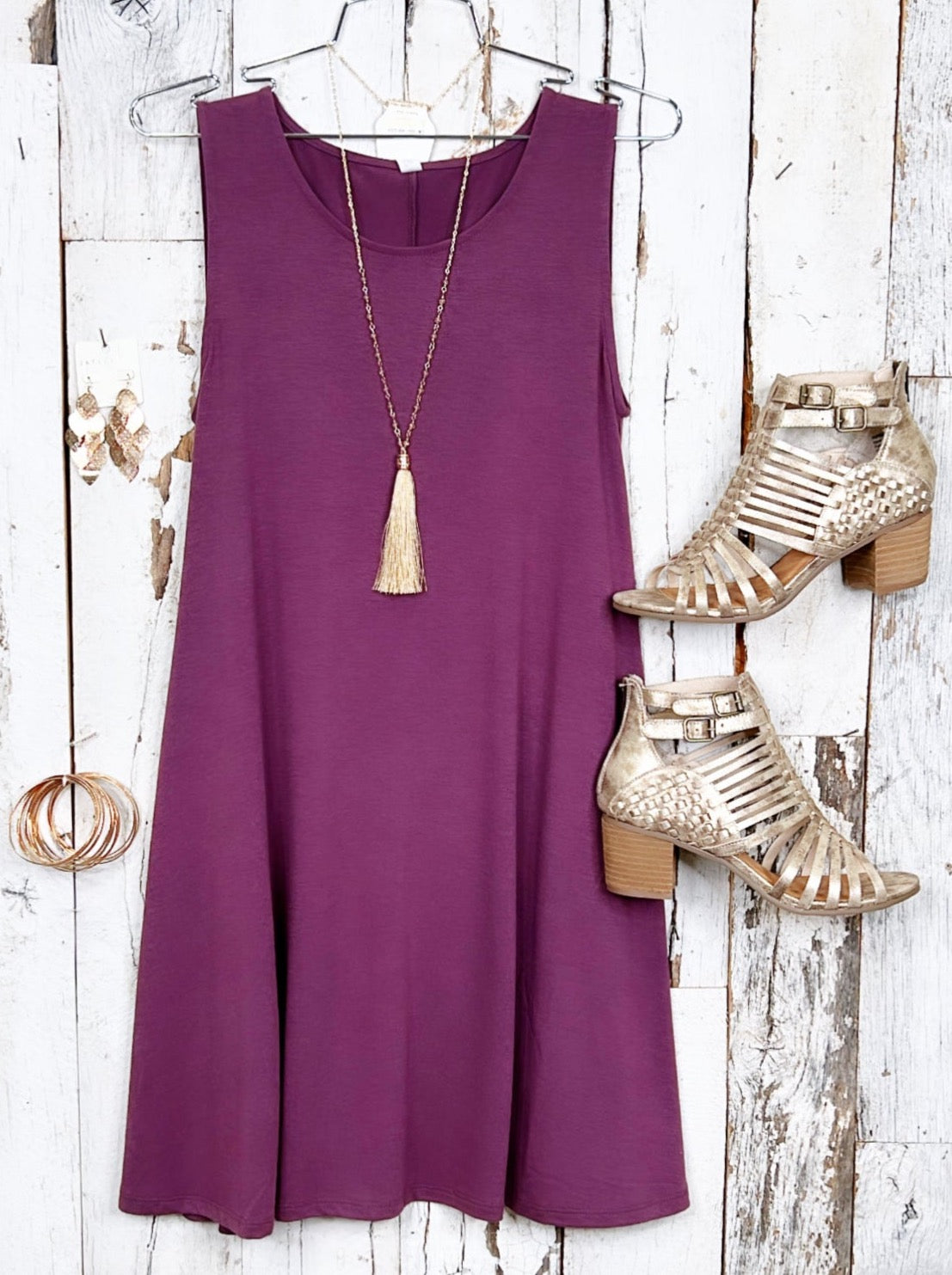 Basic Pocket Tank Dress - Eggplant-Dress-privityboutique.com-Privity Boutique, Women’s Fashion Boutique in Mesa, Arizona