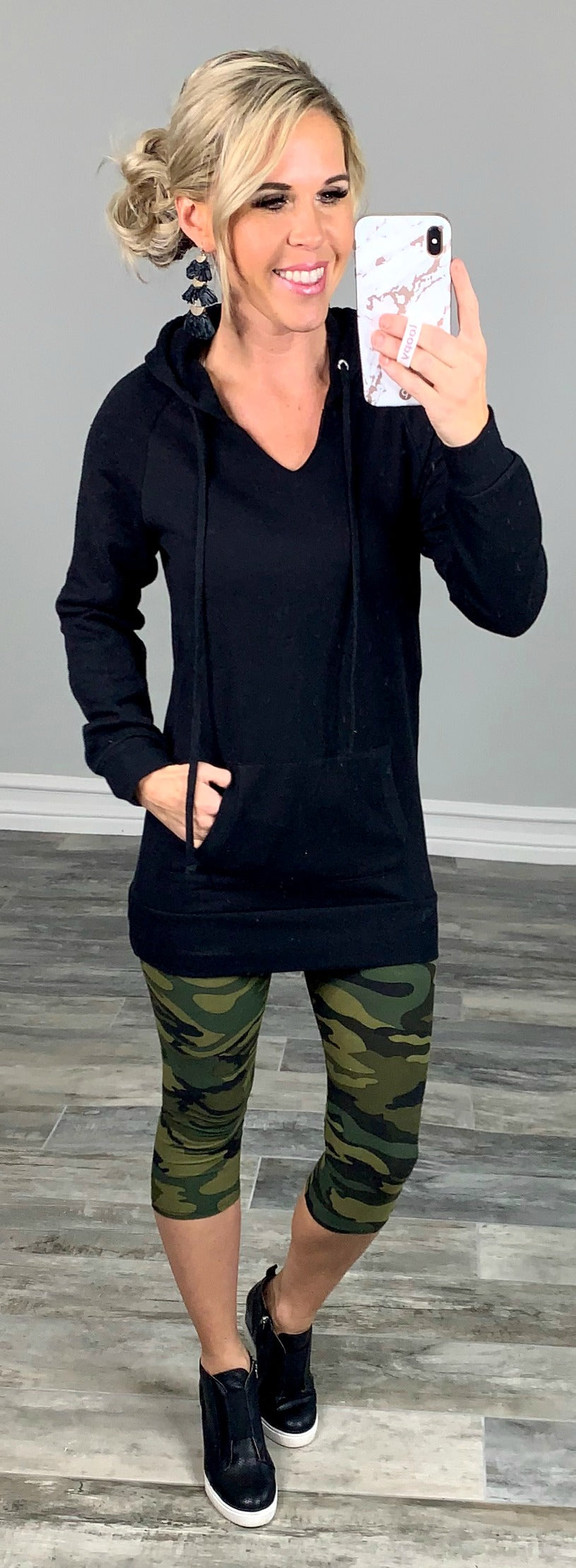 Long Hooded Sweatshirt: Black-Tunic-privityboutique-Privity Boutique, Women’s Fashion Boutique in Mesa, Arizona