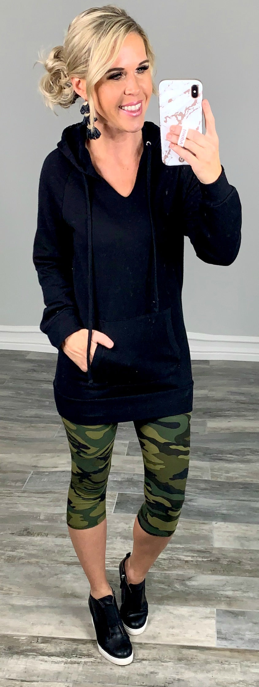 Long Hooded Sweatshirt: Black-Tunic-privityboutique-Privity Boutique, Women’s Fashion Boutique in Mesa, Arizona