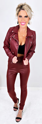 Breaking Promises Faux Leather Jacket - Burgundy-Top-privityboutique.com-Privity Boutique, Women’s Fashion Boutique in Mesa, Arizona