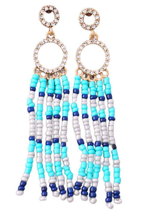 Fun Factor Blue Beaded Tassel Earrings-privityboutique-Privity Boutique, Women’s Fashion Boutique in Mesa, Arizona