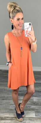 Basic Pocket Tank Dress - Dusty Peach-Dress-privityboutique.com-Privity Boutique, Women’s Fashion Boutique in Mesa, Arizona