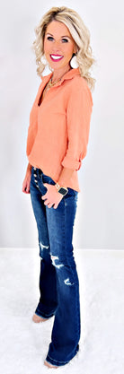 In This Moment Peach Top-flannel-privityboutique-Privity Boutique, Women’s Fashion Boutique in Mesa, Arizona