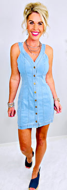 Denim Dreams Button Front Dress - Light-Dress-privityboutique.com-Privity Boutique, Women’s Fashion Boutique in Mesa, Arizona