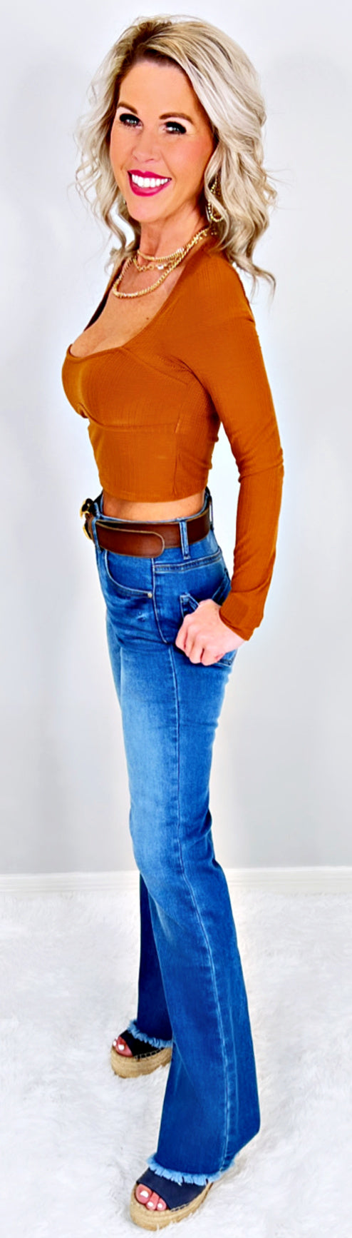 Taking On The Town Fray Hem Flare Jeans-privityboutique-Privity Boutique, Women’s Fashion Boutique in Mesa, Arizona