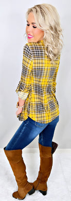 Penny Plaid Flannel Top - Mustard/Black-flannel-privityboutique-Privity Boutique, Women’s Fashion Boutique in Mesa, Arizona