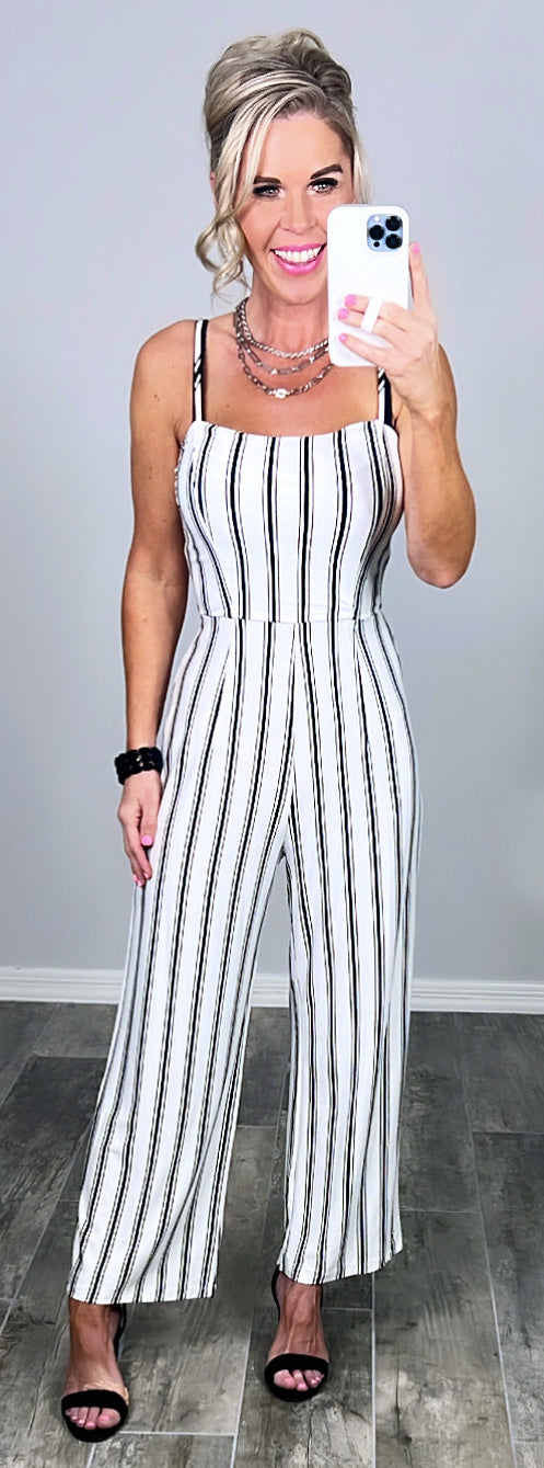 Striped Jumpsuit - White-Dress-privityboutique.com-Privity Boutique, Women’s Fashion Boutique in Mesa, Arizona