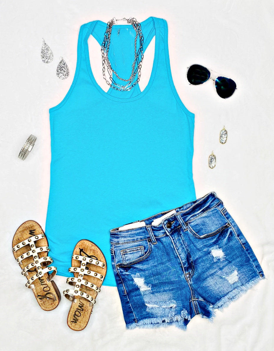 Basic Racerback Tank - Turquoise-Top-privityboutique.com-Privity Boutique, Women’s Fashion Boutique in Mesa, Arizona