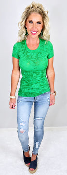 BASIC BURNOUT TEE - GREEN-Top-privityboutique.com-Privity Boutique, Women’s Fashion Boutique in Mesa, Arizona