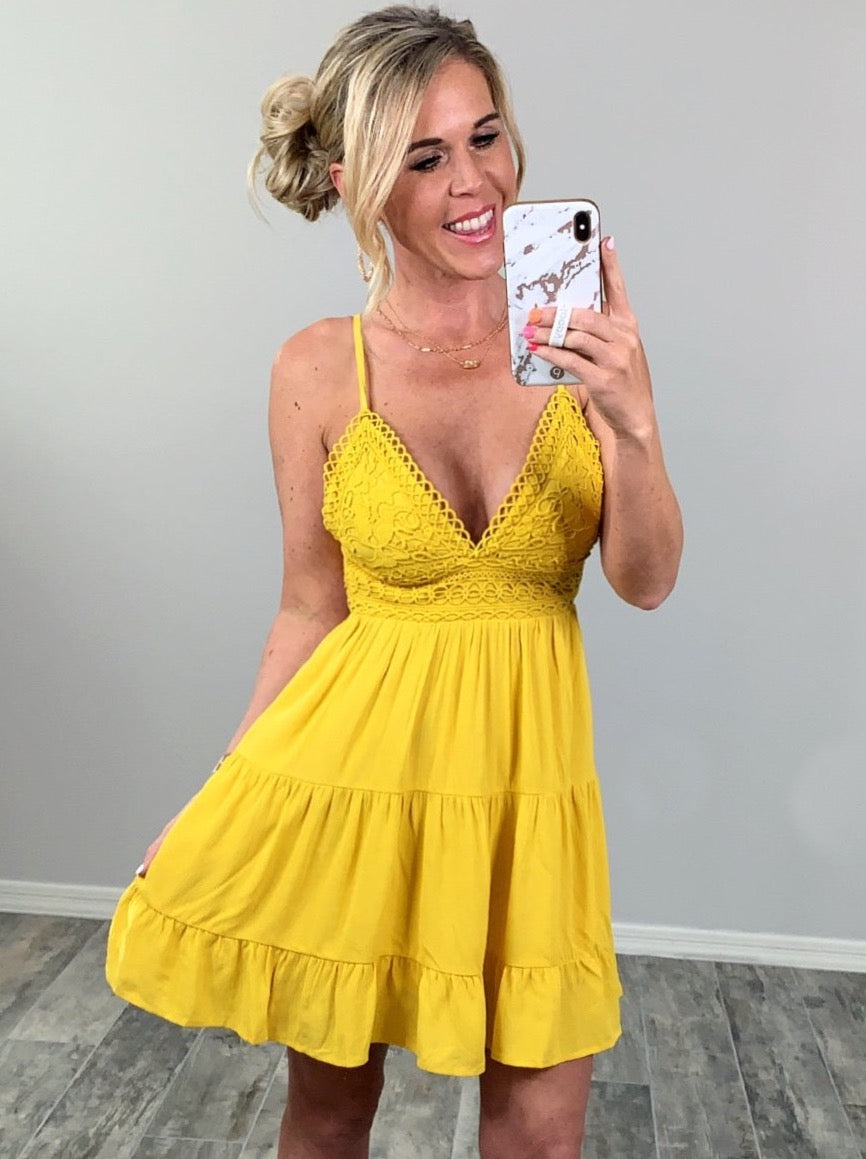 A Romantic Twist Dress - Yellow-Dress-privityboutique.com-Privity Boutique, Women’s Fashion Boutique in Mesa, Arizona